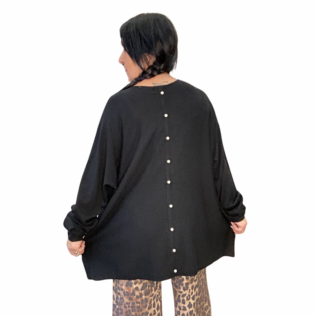 CHANDAIL AVEC BOUTONS PERLES NOIR