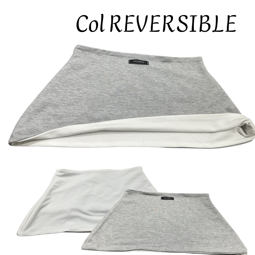 FAUX COL RÉVERSIBLE GRIS/BLANC-VALZÈRE