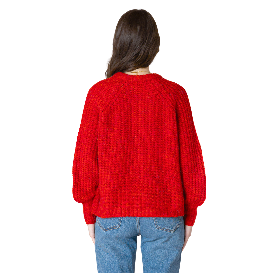 CARDIGAN EN GROSSE MAILLE À COL RAS DU COU-DEX